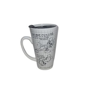 Disney Mickey Mouse Sketchbook Ceramic Travel Mug Coffee w/Lid 16 Oz Tumbler New